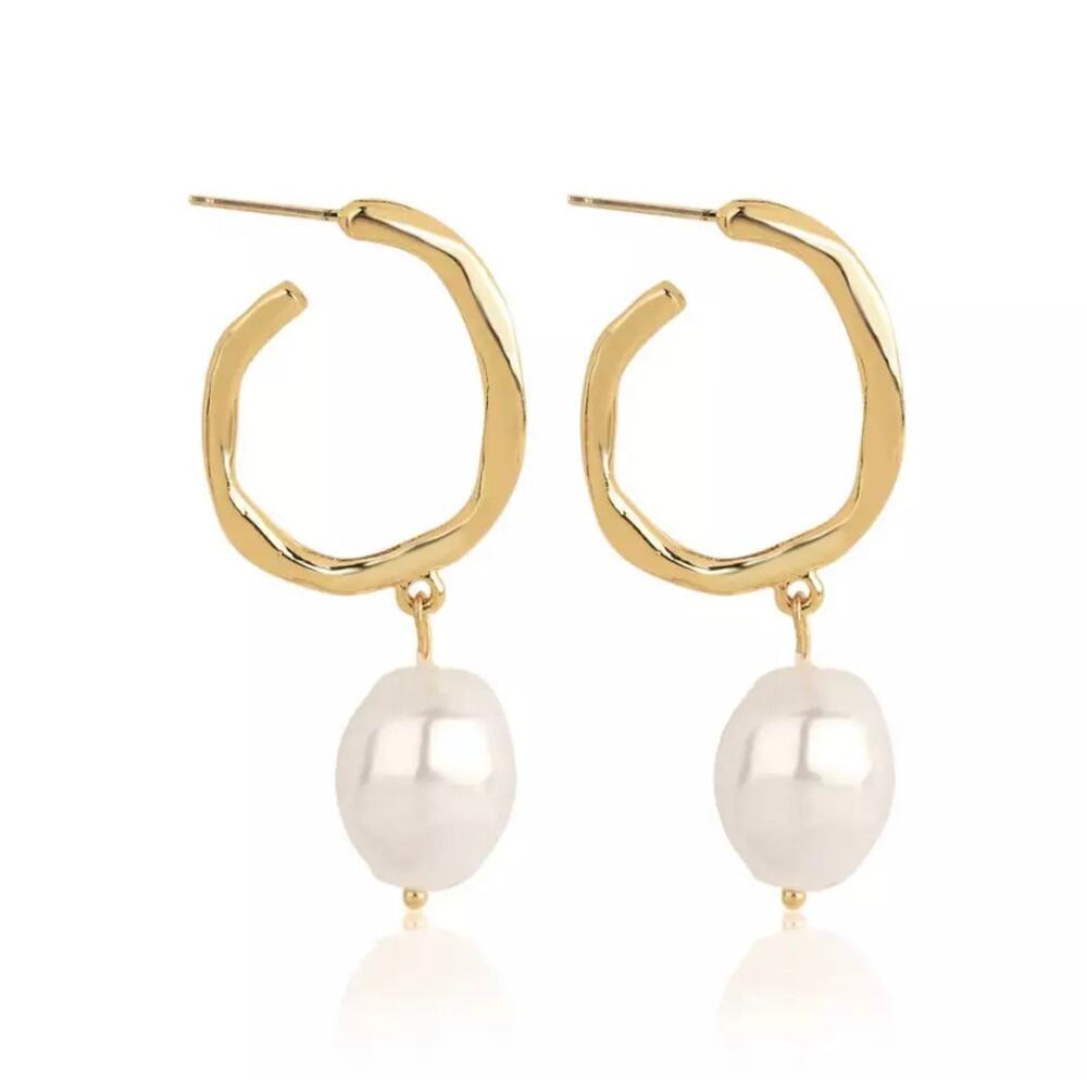 14K Matte Gold Plated Pearl Earrings Series - 1A4-GPSE055